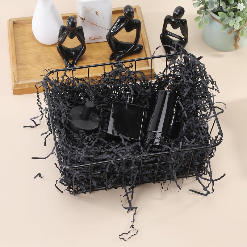 hasumcol 2.2LB - Crinkle Cut Shredded Paper for Gift Box Baskets, Paper Shred Filler Package Stuffing for Christmas Birthday Wedding Packing Materials (Dark Black) - Image 2
